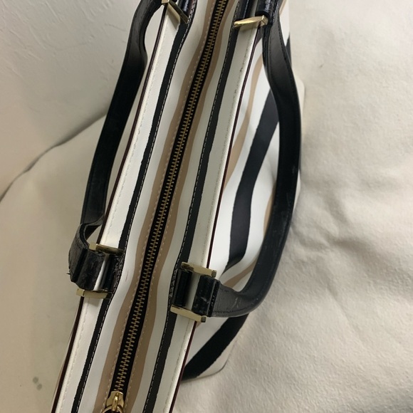 Kate Spade Jules Grant Street Tote Grainy Vinyl Striped PreOwned Slight Wear - Picture 4 of 14